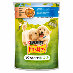Friskies Vitafit Junior Karma dla psów z kurczakiem i marchewką w sosie 100 g
